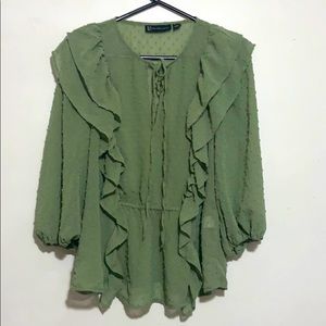 Tall Clip-Dot Ruffle Blouse